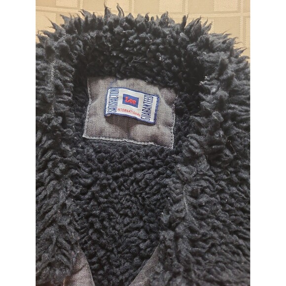 Lee Black Sherpa Lined Jean Jacket Men's Size L Large - Picture 2 of 11